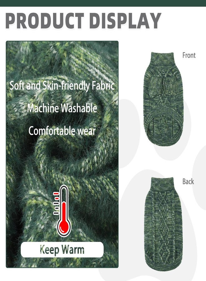 كولتيل كنزة كولتايل للكلاب الصغيرة، مقاس XS، لون أخضر، صوفية سميكة، فائقة النعومة، دافئة، كنزة عيد الميلاد للكلاب، بياقة عالية، مناسبة للطقس البارد، تصميم كلاسيكي محبوك، ملابس صوفية للحيوانات الأليفة في فصلي الخريف والشتاء، معاطف للجراء والقطط - Image 3